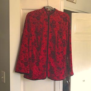 Notations red and black velvet jacket